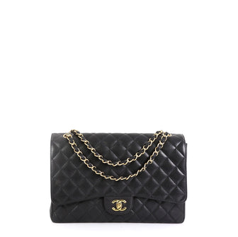 Chanel Classic Single Flap Bag Quilted Caviar Maxi Black 4542738