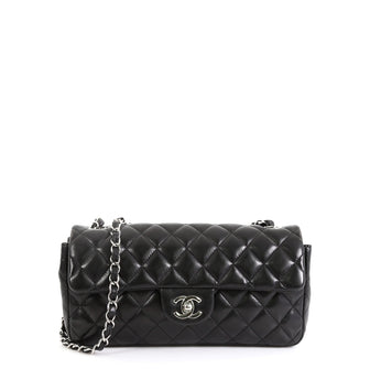 Chanel Classic Single Flap Bag Quilted Lambskin East West Black 4542742