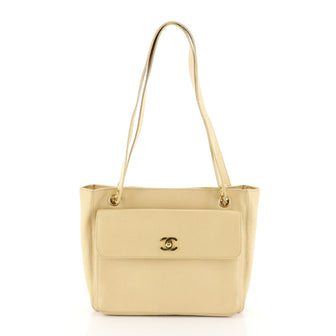 Chanel Vintage Front Pocket Tote Caviar Small Neutral 4542745