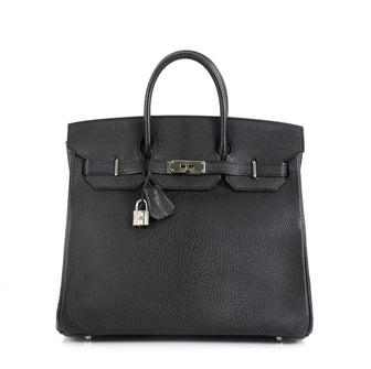 Hermes HAC Birkin Bag Black Chevre de Coromandel with Palladium Hardware 32 black 454274