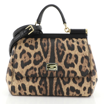 Dolce & Gabbana Miss Sicily Bag Leopard Print Leather Medium Brown 4542758