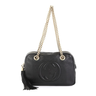 Gucci Soho Chain Zip Shoulder Bag Leather Small Black 4542763