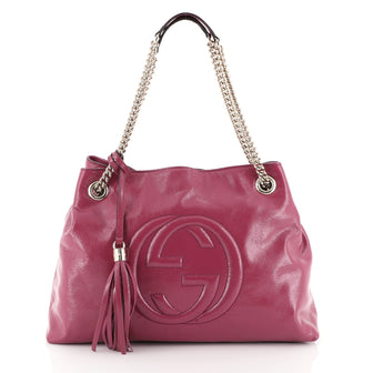 Gucci Soho Chain Strap Shoulder Bag Patent Medium Pink 4542769