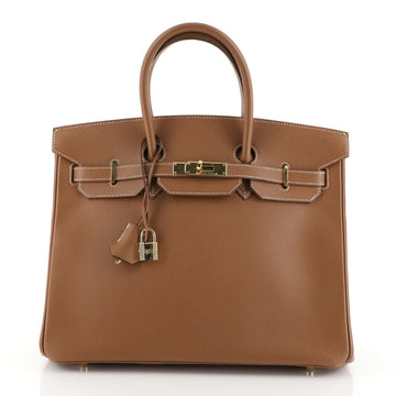 Hermes Birkin Handbag Brown Courchevel with Gold Hardware 35 Brown 454276