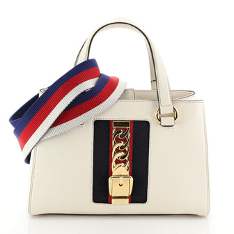 Gucci Sylvie Top Handle Tote Leather Medium White 4542770