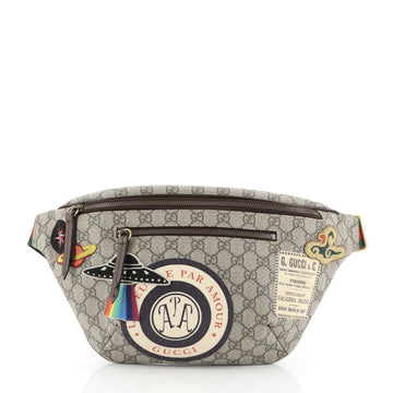 Gucci Courrier Zip Belt Bag GG Coated Canvas with Applique  Brown 4542771