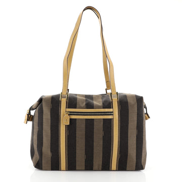 Fendi Vintage Pequin Zip Tote Canvas Large Brown 4542780