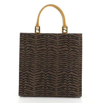 Fendi Vintage Shopping Tote Printed Canvas Large Brown 4542781