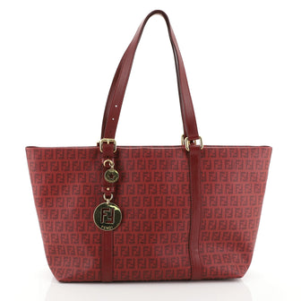 Fendi Superstar Tote Zucchino Coated Canvas Large Red 4542790