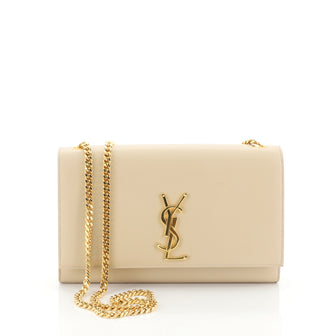 Saint Laurent Classic Monogram Crossbody Bag Grainy Leather Medium Neutral 4542791