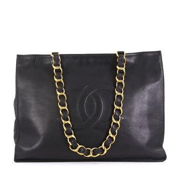 Chanel Vintage CC Chain Tote Lambskin XL Black 4542810