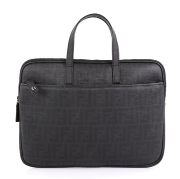Fendi Zip Laptop Bag Zucca Coated Canvas Black 4542818