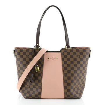 Louis Vuitton Jersey Handbag Damier with Leather Brown 4542833