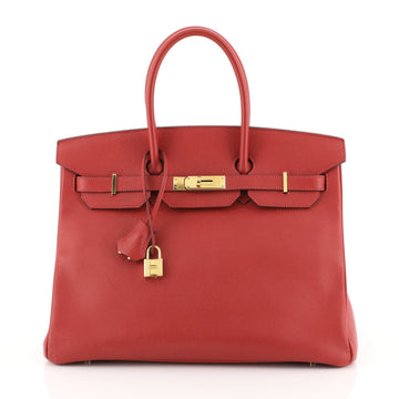 Hermes Birkin Handbag Red Epsom with Gold Hardware 35 Red 454391