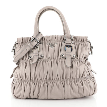 Prada Gaufre Convertible Tote Nappa Leather Medium Neutral 454412