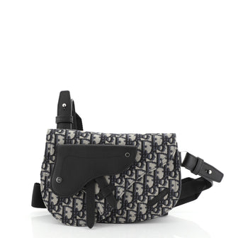 Christian Dior Saddle Messenger Bag Oblique Canvas Black 454431