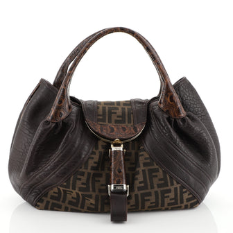 Fendi Tortoise Spy Bag Zucca Canvas and Leather Brown 454642