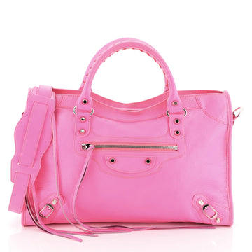 Balenciaga City Classic Studs Bag Leather Medium Pink 454744