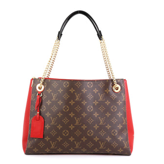 Louis Vuitton Surene Handbag Monogram Canvas with Leather MM Red 454831