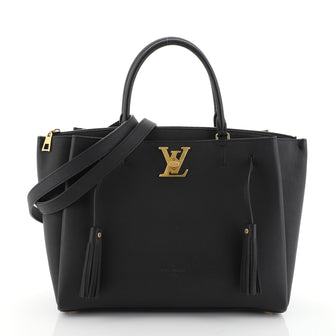 Louis Vuitton Lockmeto Handbag Leather Black 454941
