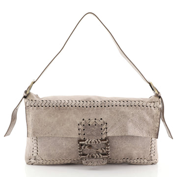 Fendi Giant Baguette Whipstitched Leather Neutral 454991