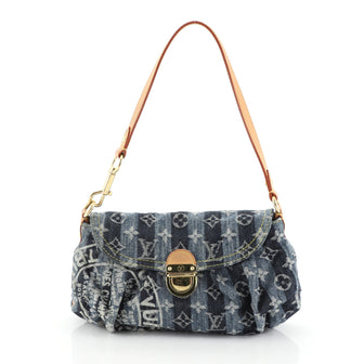 Louis Vuitton Pleaty Raye Handbag Limited Edition Denim Mini Blue 4550...