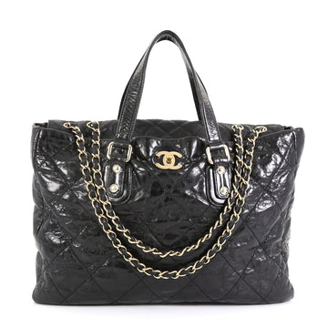 Chanel Portobello Tote Quilted Glazed Calfskin Large Black 455151