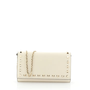 Valentino Rockstud Wallet On Chain Leather Neutral 45516113
