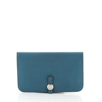 Hermes Dogon Duo Combined Wallet Leather Blue 45516119