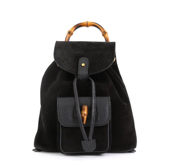 Gucci Vintage Bamboo Backpack Suede Mini Black 45516122