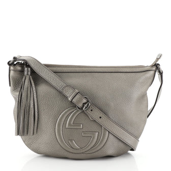 Gucci Soho Messenger Bag Leather Small Gray 45516130