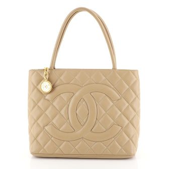 Chanel Medallion Tote Quilted Caviar Neutral 4551699