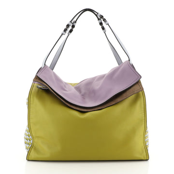 Bottega Veneta Palio Fold Over Tote Colorblock Nappa Leather With Intrecciato Detail 