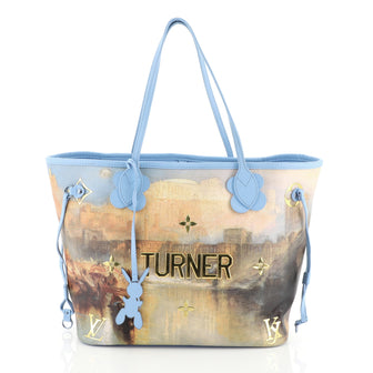 Louis Vuitton Neverfull NM Tote Limited Edition Jeff Koons Turner Print Canvas MM Blue 455211