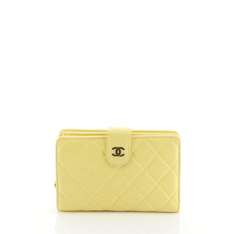 Chanel CC French Wallet Quilted Lambskin Yellow 455233