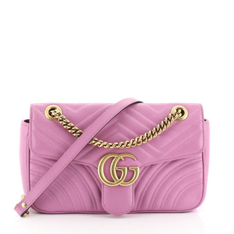 Gucci GG Marmont Flap Bag Matelasse Leather Small Purple 455237