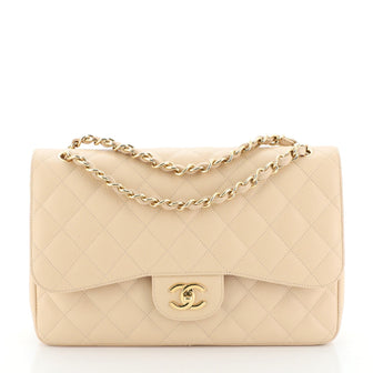 Chanel Classic Double Flap Bag Quilted Caviar Jumbo Neutral 455311