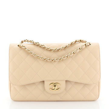 Chanel Classic Double Flap Bag Quilted Caviar Jumbo Neutral 455311