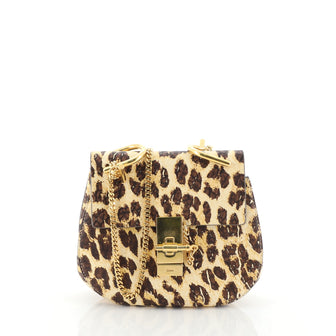 Chloe Drew Crossbody Bag Printed Leather Mini Brown 455472