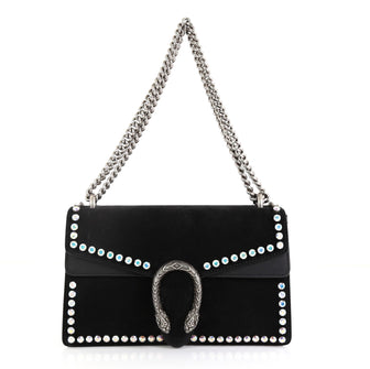 Gucci Dionysus Bag Crystal Embellished Suede Small Black 455491