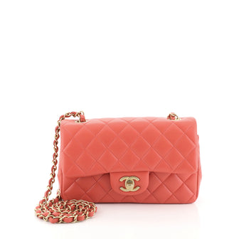 Chanel Classic Single Flap Bag Quilted Lambskin Mini Red 455501