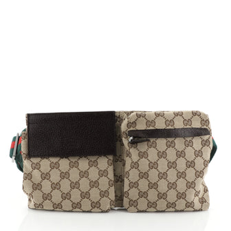 Gucci Vintage Double Belt Bag GG Canvas 