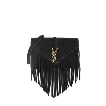 Saint Laurent Classic Monogram Fringe Crossbody Bag Suede Small