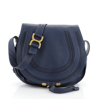 Chloe Marcie Crossbody Bag Leather Medium Blue 455711