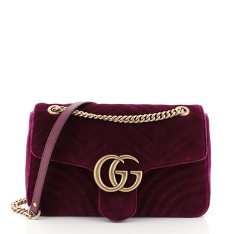 Gucci GG Marmont Flap Bag Matelasse Velvet Medium Purple 455801