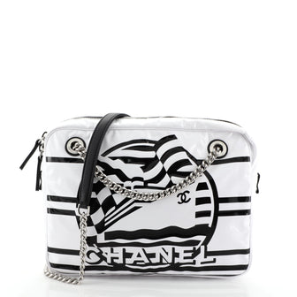 Chanel La Pausa Bay Camera Case Bag Printed Canvas Small White 4560021