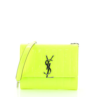 Saint Laurent Vicky Crossbody Bag Vertical Quilted Patent Medium Yellow 4560024