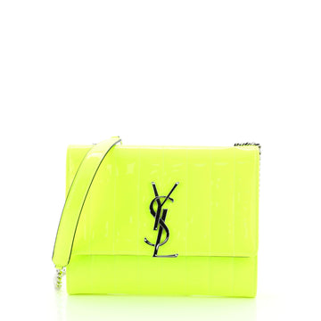 Saint Laurent Vicky Crossbody Bag Vertical Quilted Patent Medium Yellow 4560024