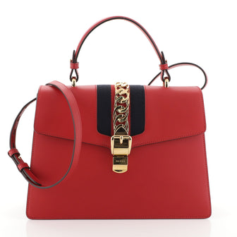 Gucci Sylvie Top Handle Bag Leather Medium Red 4560027