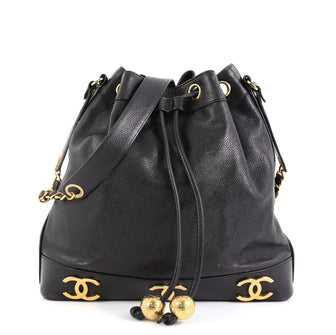 What Goes Around Comes Around Chanel Black Lambskin Bucket Mini Bag